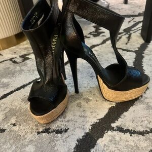 Zara Black Heels with Tan Platform